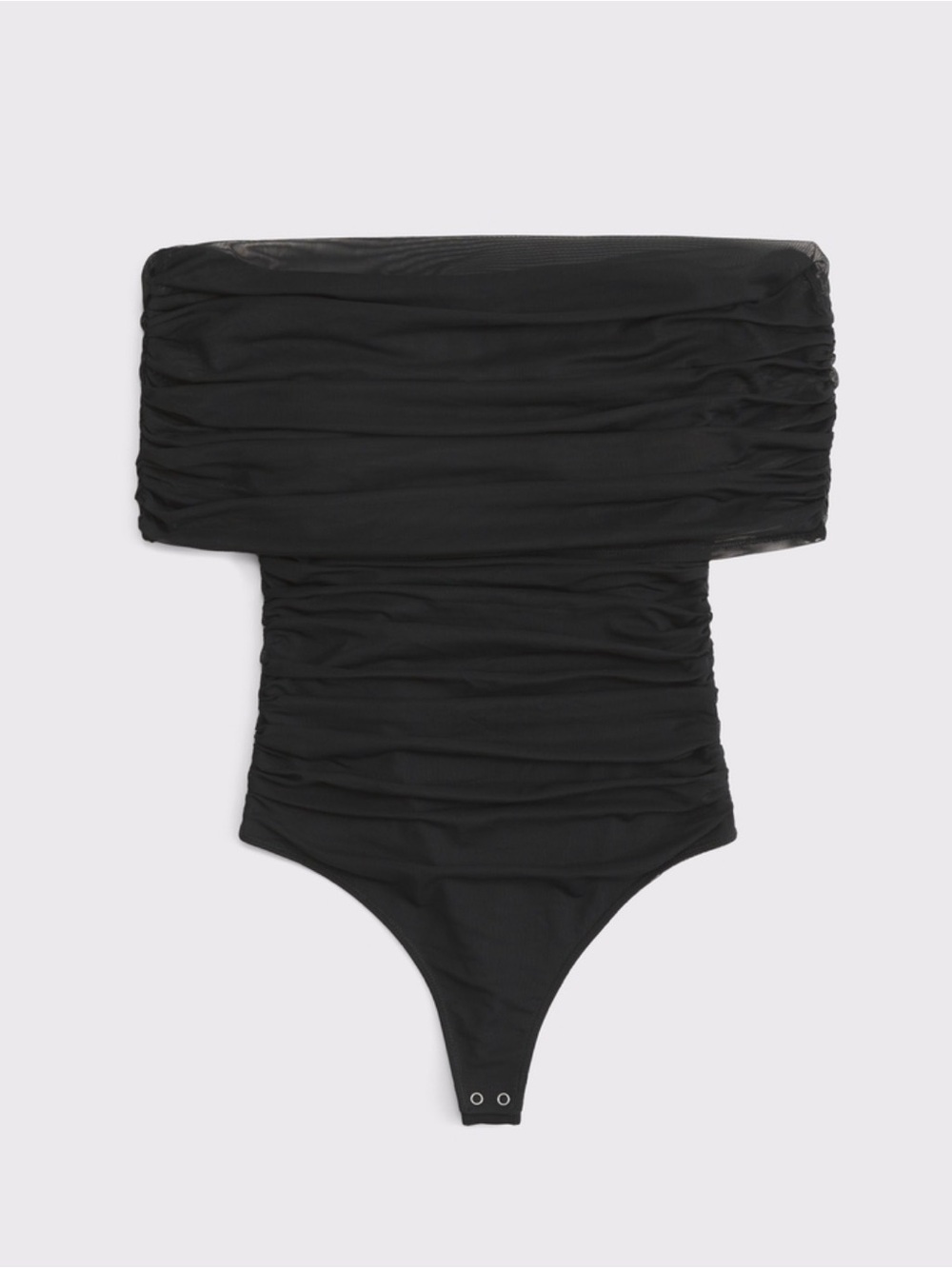 Abercrombie & Fitch Black Ruched Off-Shoulder Bodysuit